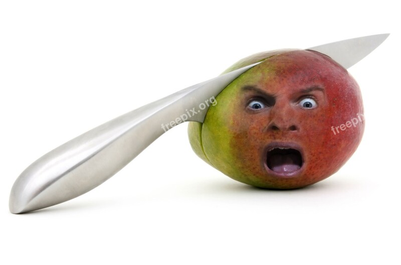 Fruit Knife Mango Face Surreal