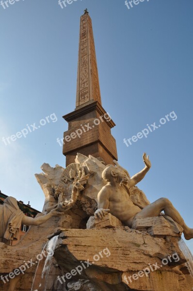 Fontana Dei Quattro Fiumi Piazza Navona Rome Free Photos