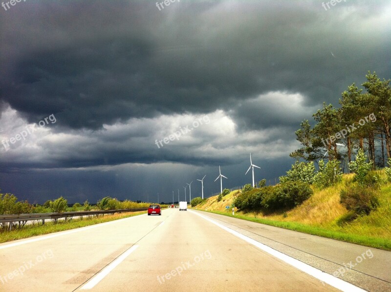 Highway Thunderstorm Weather Mecklenburg Sky