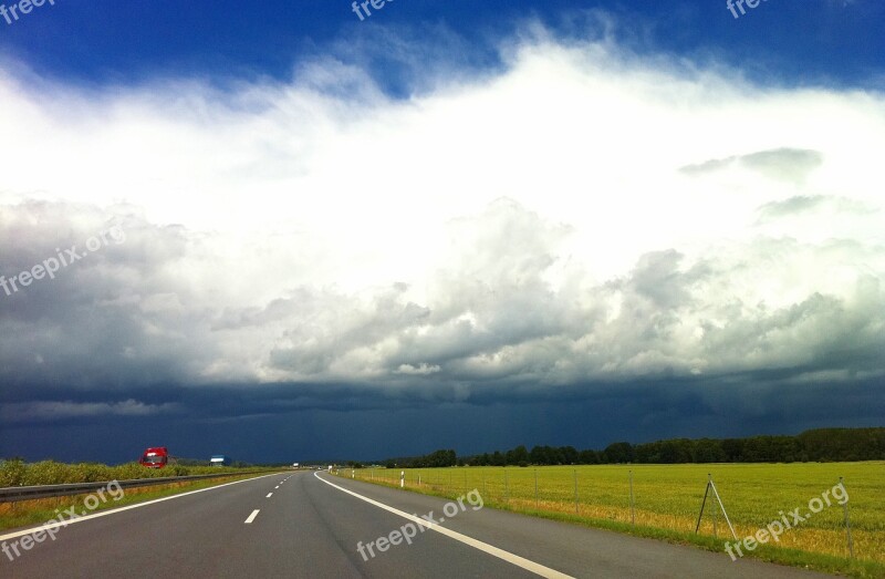 Highway Thunderstorm Weather Mecklenburg Sky