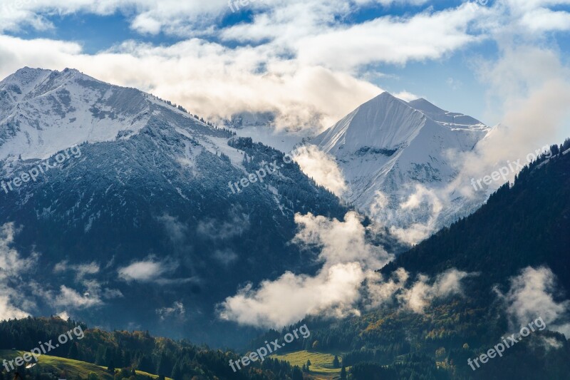 Oberstdorf Clouds Mountains Panorama Landscape