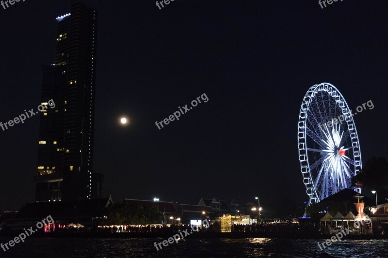 Building Light Ferris Wheel Cool Sky