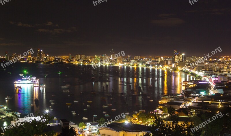 Pattaya Night Travel Cityscape Beach