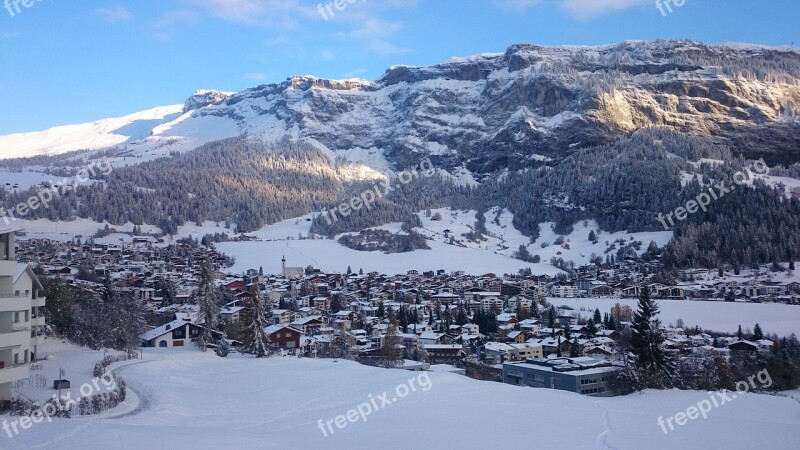 City Alpine Mountains Winter Snow