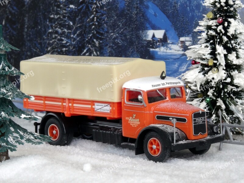 Truck Christmas Christmas Tree Winter Man F8