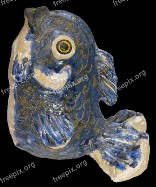 Figure Manneken Fish Ceramic Gargoyle