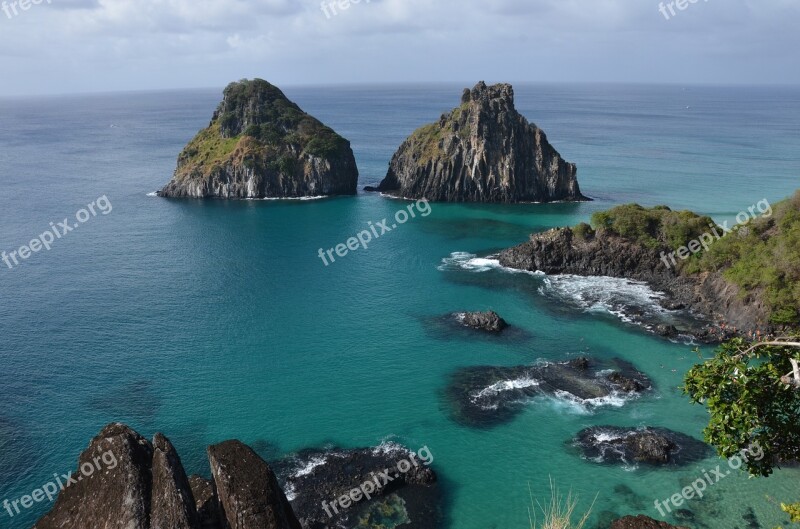 Noronha Sea Green Rocks Beach