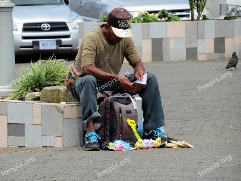 Man Poverty City Park Solitude