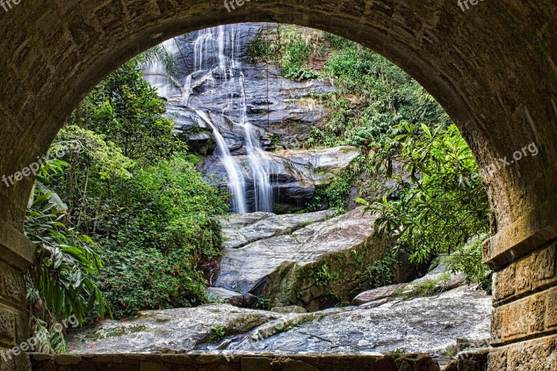 Waterfall Tunnel Nature Landscape Forest