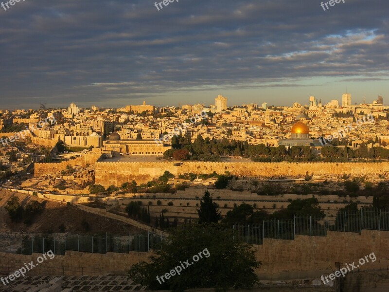 Jerusalem Israel Morgenstimmung Dome Of The Rock Temple Mount