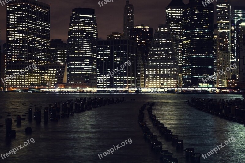 Night Photography Manhattan New York City Skyscrapers Night Lights