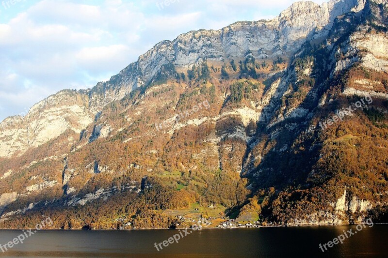 Top View Autumn Rocks Lake Morning