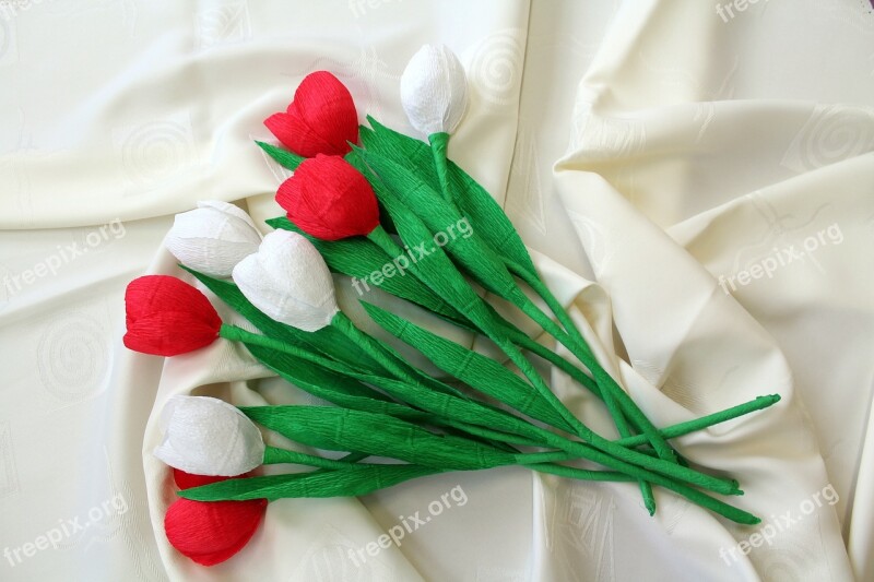 Flowers Decoration White - Red 11 Nov National Colors