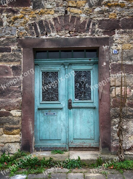 Door Front Door Old Sand Stone Wooden Door