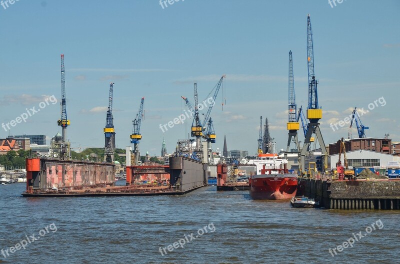 Hamburg Port Elbe Hanseatic City Ship