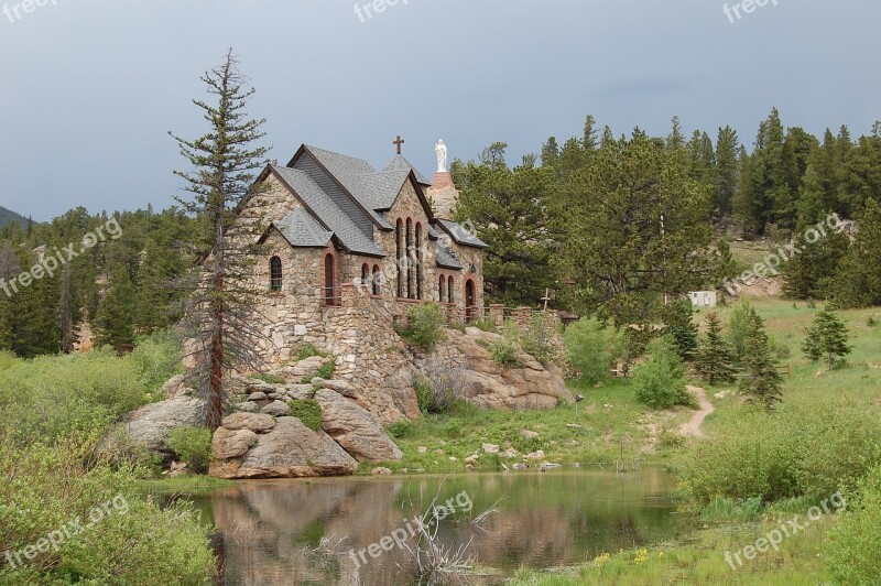 Church Estes Park Colorado Stone Chapel