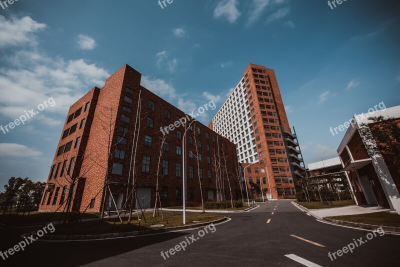 Red House Blue Sky Road Free Photos