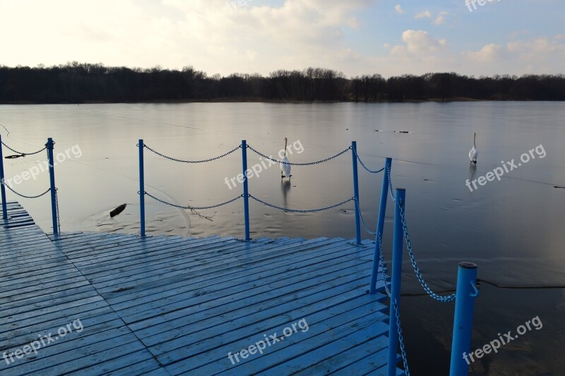 Winter Ice Frozen Lake Poznan