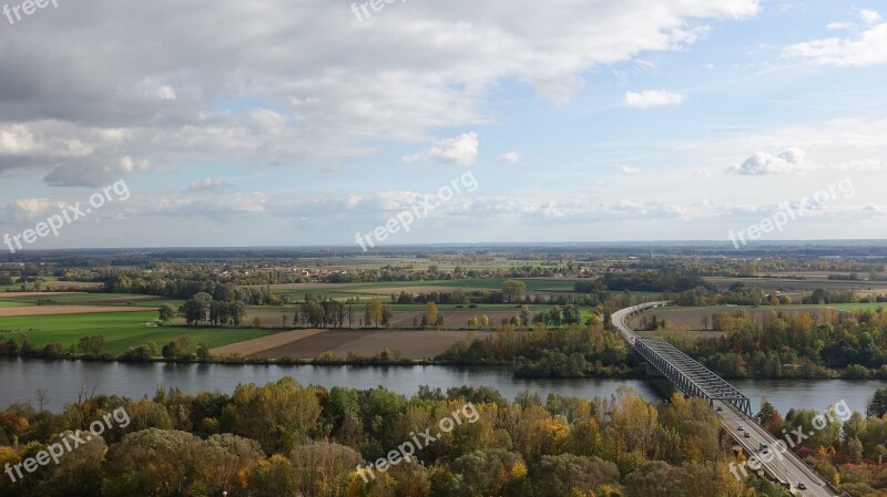 Danube River Landscape Road Bridge Autumn Donaustauf