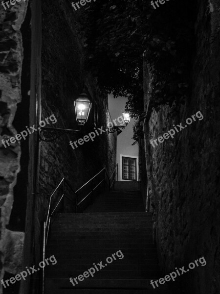 Stairway Black And White Dark Lamps Free Photos