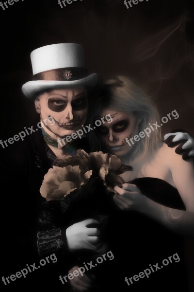 Haloween Make-up Couple Free Photos