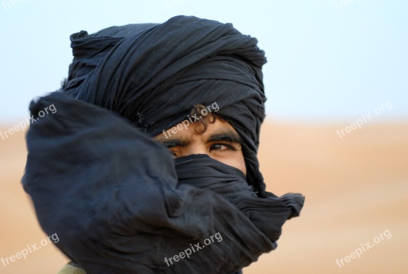 Man Desert Moroccan Headwear Arabic