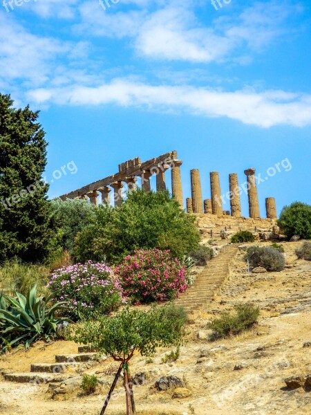 Monument Greek Temple Agrigento Sicily Italia