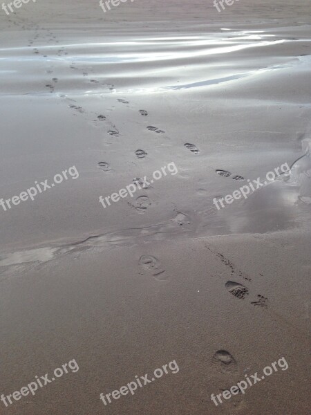 Footprints Sand Beach Foot Walk