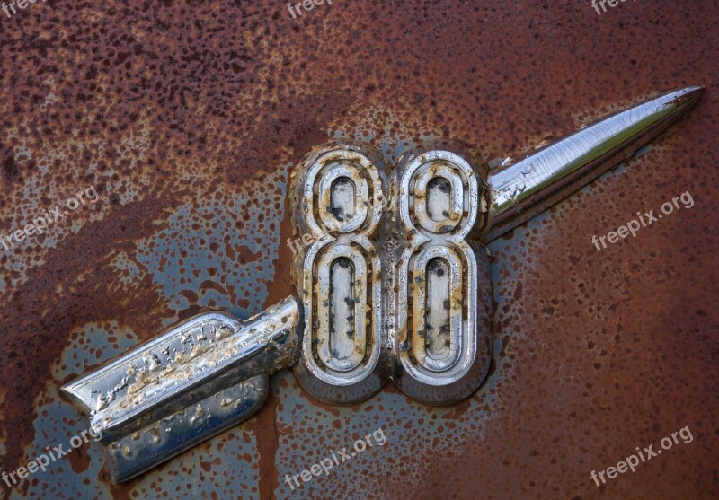 Rocket 88 Car Badge Old Chrome Retro-styled