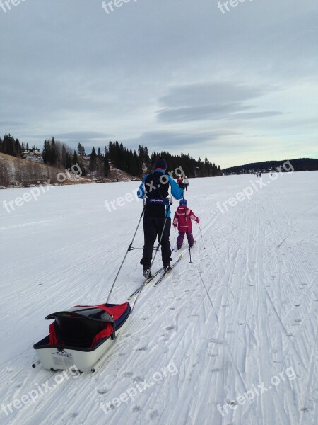 Ski Lake Pulk Child Winter