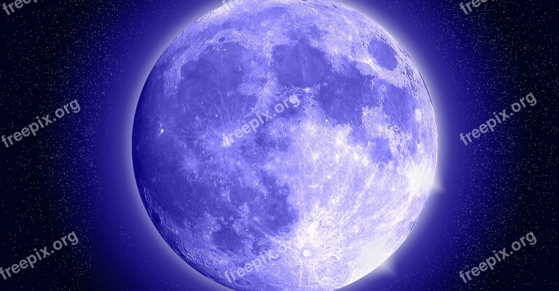 Blue Moon Stars Moon Landscape Free Photos