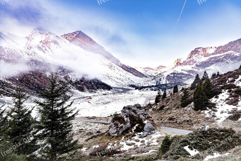 Alpine Kandersteg Snow Switzerland Mountains