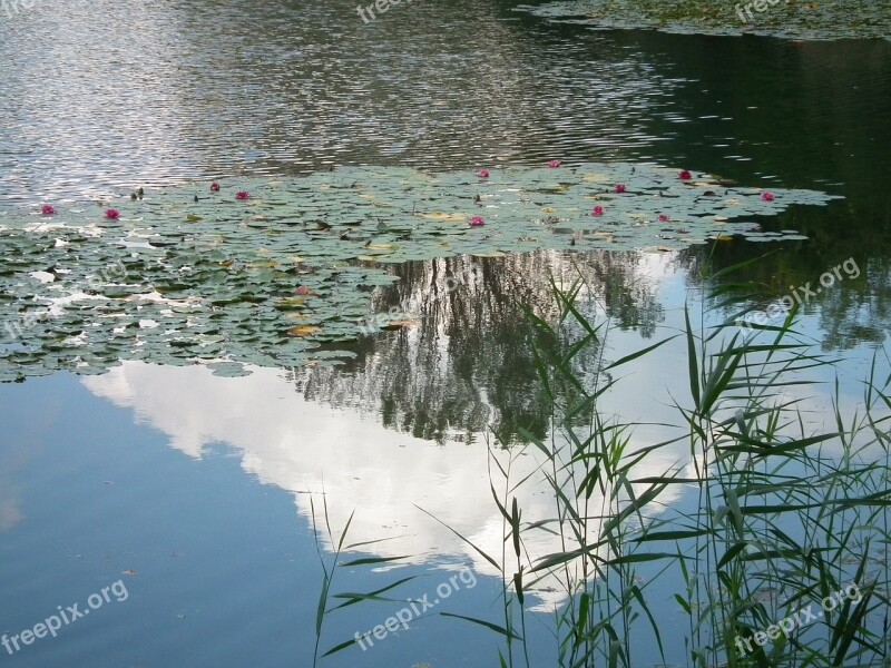 Lake Sky Mirroring Water Clouds