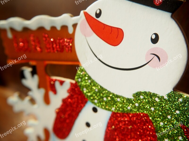 Snowman Decoration Winter Glitter Figure