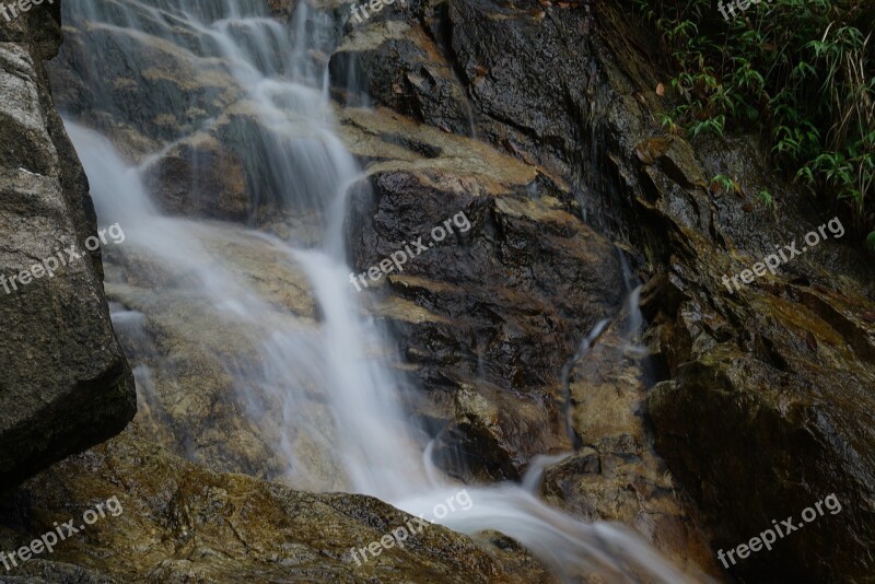 Waterfall Nature Long Exposure Landscape Small Waterfall