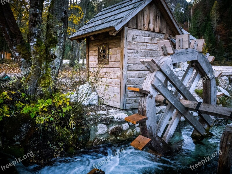 Slovenia Log Cabin Waterwheel Water Free Photos