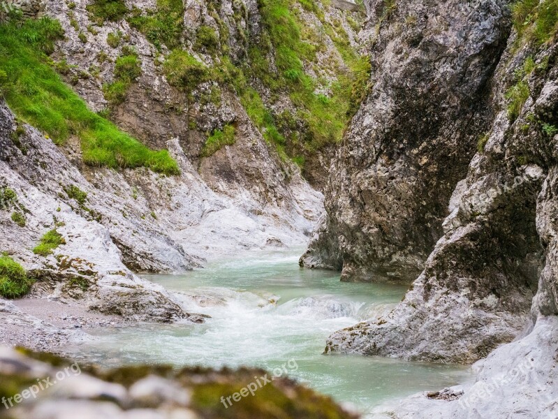 Water River Mountains Rock Wall Green