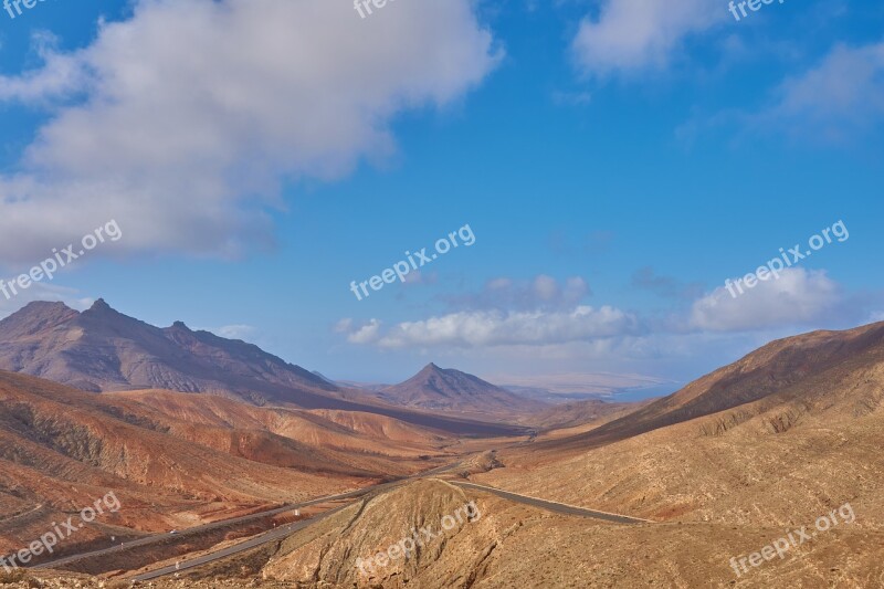 Fuerteventura Viewpoint Canary Islands Blue Sky Desert