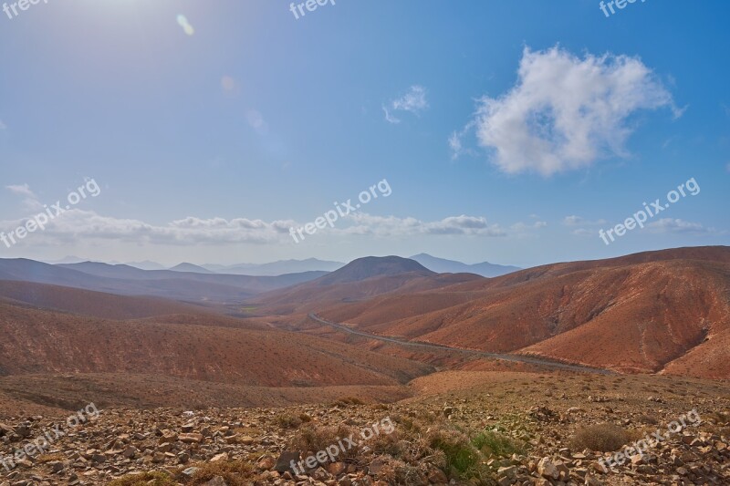 Fuerteventura Viewpoint Canary Islands Blue Sky Desert