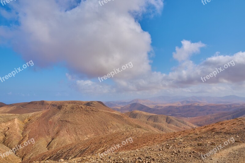 Fuerteventura Viewpoint Canary Islands Blue Sky Desert