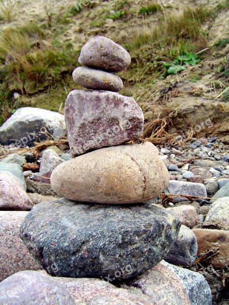 Stone Tower Stacked Stone On Stone Each Other Stability