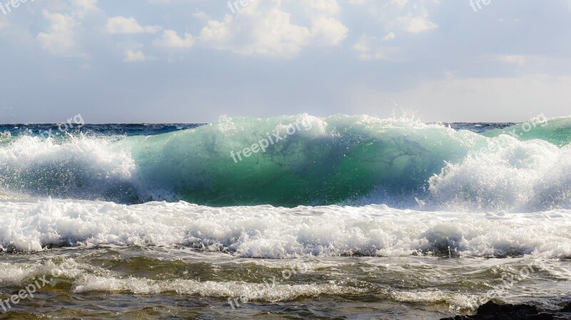 Wave Crushing Sea Shore Seascape