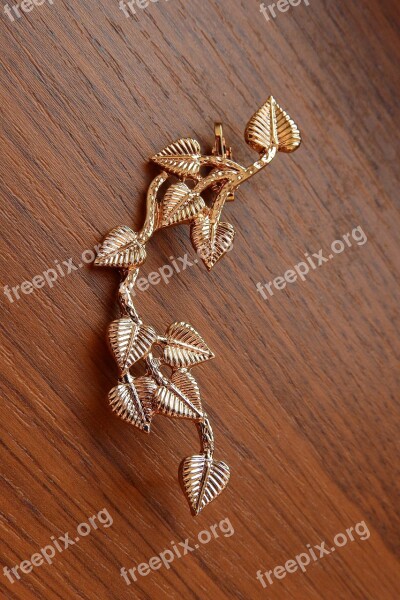 Golden Earring Big Earrings Gold Jewelry Earrings With Petals Gold Twig With Leaves