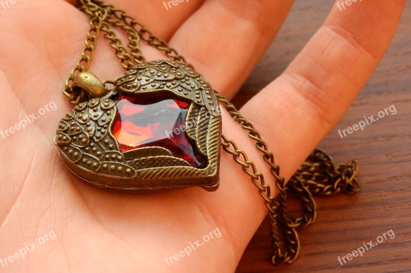 Necklace With Winged Heart Heart In Hand Winged Heart Red Heart Necklace