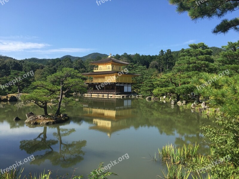 Osaka Golden Pavilion Temple Lake View Free Photos