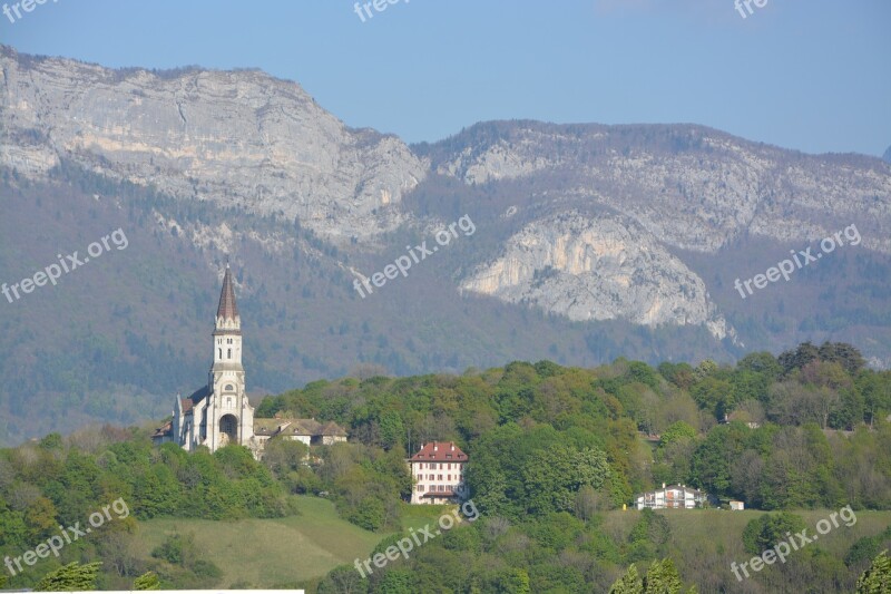 Mountain Landscape Annecy Haute Savoie Church House