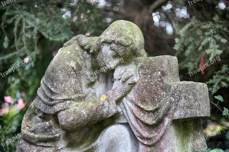 Mourning Kneeling Cross Sculpture Hope