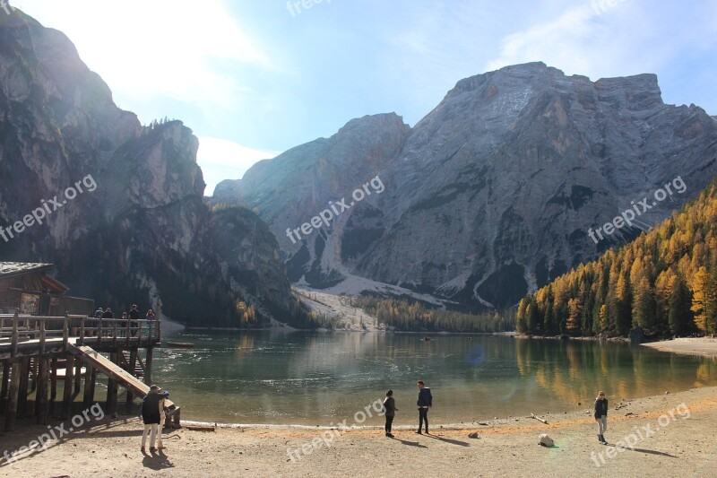 Pragser Wildsee Prague South Tyrol Bergsee Lake