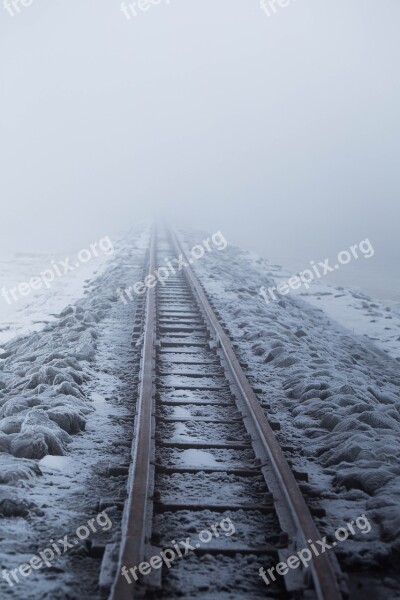 Railway Embankment Snow Gleise Winter Free Photos