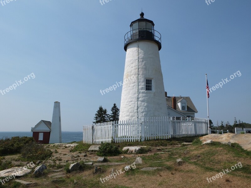 Lighthouse Coast Ocean Landmark Maine